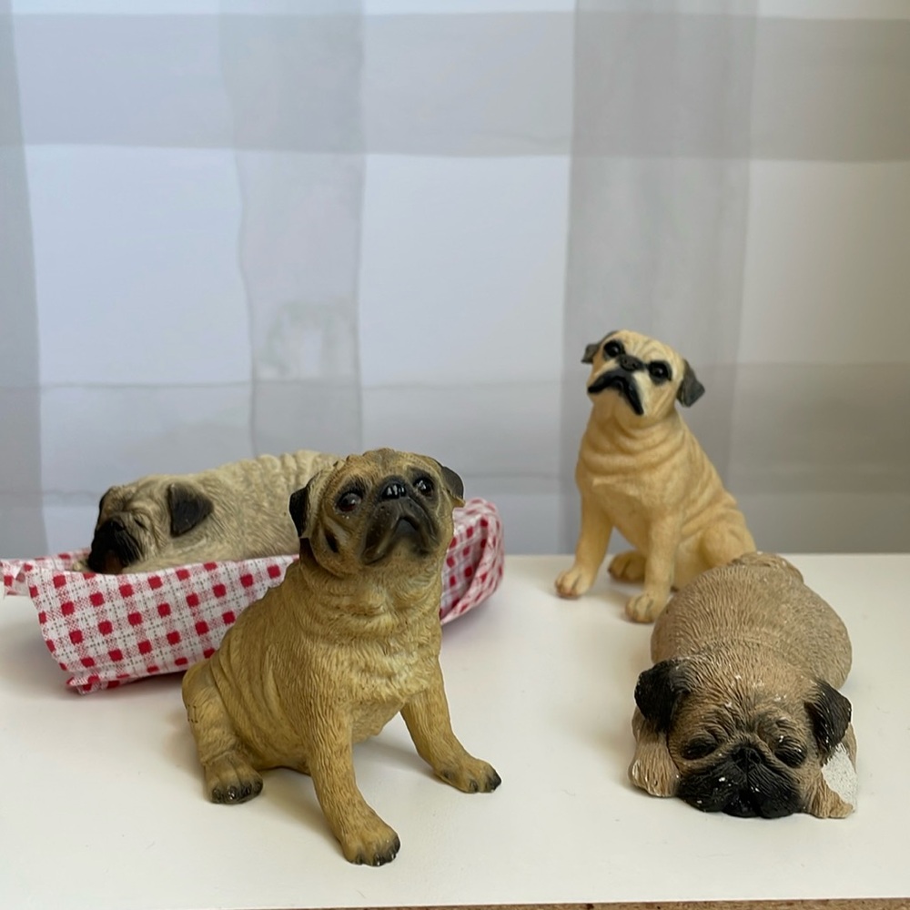 Pug Collectible Figurines - Sandra Brue - Sandicast - Miniature Sculpture Figure